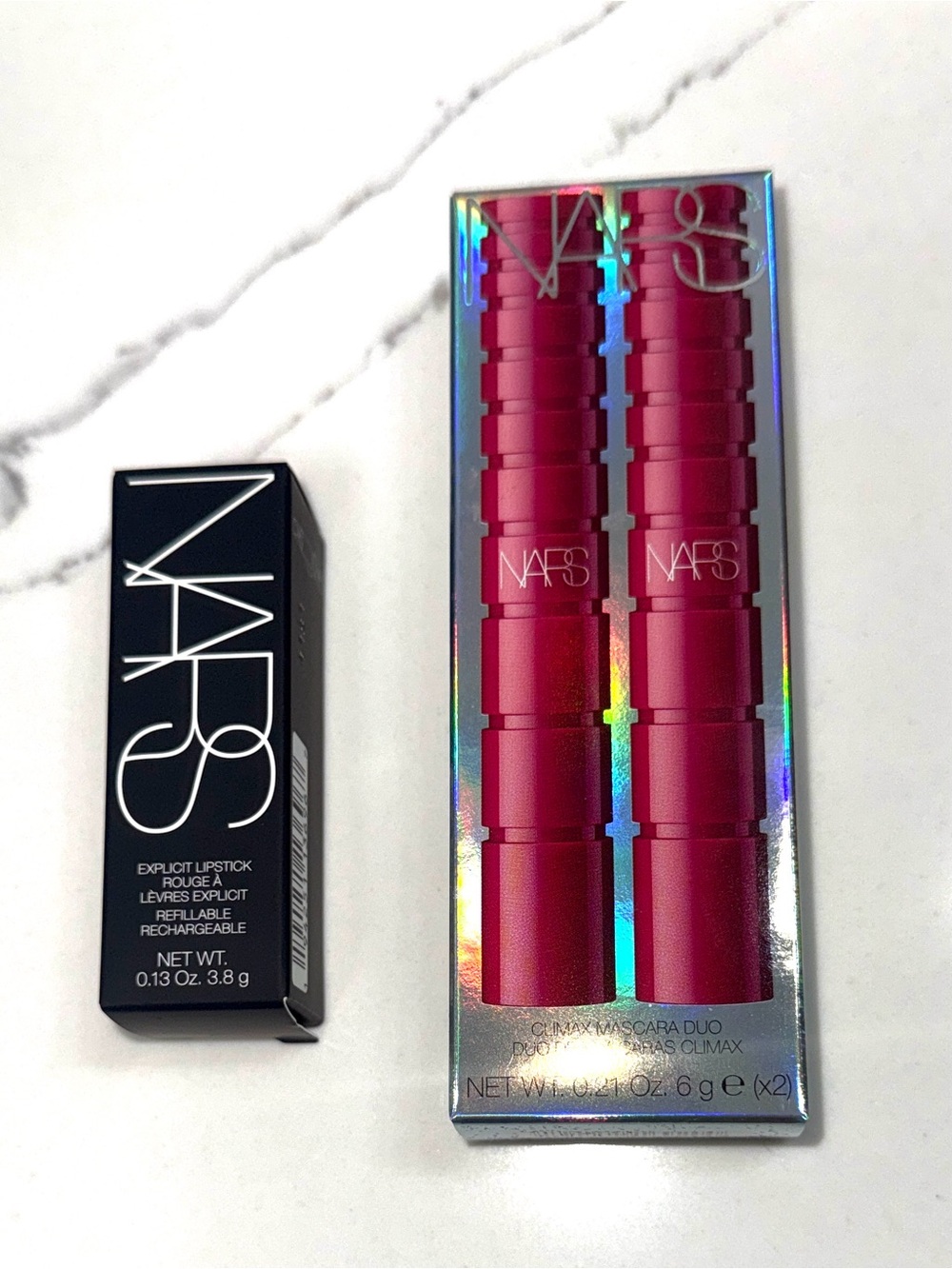NEW In boxes! NARS Explicit Black Mascara Duo & Unauthorized Refillable Lipstick